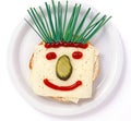 Cheese bread face on plate Royalty Free Stock Photo