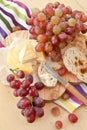 Cheese, bread and grapes