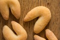 Cheese bread known as Chipa in Brazil, shaped like a horseshoe.