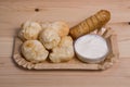 Cheese bread known as pan de Yuca and tequeno