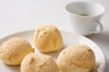 Pao de Queijo is a cheese bread ball from Brazil. Also known as Royalty Free Stock Photo