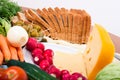 Cheese, bread and vegetable Royalty Free Stock Photo