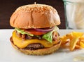 Cheese burger with a bacon - American cheese burger Royalty Free Stock Photo