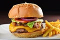 Cheese burger with a bacon - American cheese burger Royalty Free Stock Photo