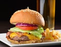 Cheese burger with a bacon - American cheese burger Royalty Free Stock Photo