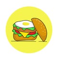 Cheese burger with egg illustration vector