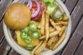 Cheese burger and fries Royalty Free Stock Photo