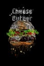 Cheese Burger Junk Food Scribble Art Illustration Poster Design Vector Wallpaper
