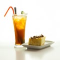 Cheese cake and iced lemon tea Royalty Free Stock Photo