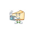 Cheese cake photographer mascot design concept using an expensive camera