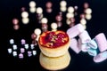 Cheese cake with red fruit and marshmallow Royalty Free Stock Photo