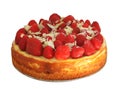 Cheese cake with strawberries and almonds Royalty Free Stock Photo