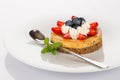 Cheese-cake, strawberries and blueberries Royalty Free Stock Photo