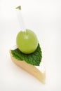 Cheese canape with grape and mint on white Royalty Free Stock Photo