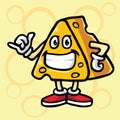 Cheese Cartoon Fun Cool Mascot Logo Character Design Vector Illustration
