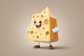 Cheese character with arms and legs on a white background