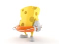 Cheese character holding life buoy