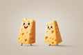 Cheese characters isolated on a white background