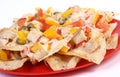 Cheese and chicken nachos