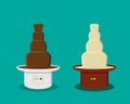 Cheese and Chocolate Fondue in flat style, vector