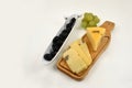 Cheese with olives stock images