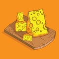 Cheese on chopping board vector illustration