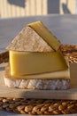 Cheese collection, French cow cheese comte, beaufort, abondance Royalty Free Stock Photo