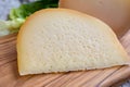 Cheese collection, French fol epi  cheese with many little holes and ossau iraty cheese Royalty Free Stock Photo