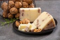 Cheese collection, Italian provolone cheese made with walnuts