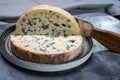 Cheese collection, piece of French blue cheese fourme d`ambert Royalty Free Stock Photo
