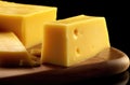 Cheese collection, piece of hard yellow cheese emmental close up Royalty Free Stock Photo
