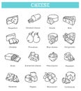 Cheese collection. Vector illustration of cheese types