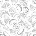 Cheese collection. Vector seamless pattern on a white background