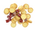 Cheese Crackers Sliced Sausage Top View Royalty Free Stock Photo