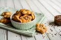 Cheese crackers sprinkled with flax seed