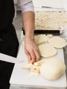 Cheese cutting food ingredients preparing