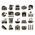 Cheese Dairy Food Glyph Set Vector