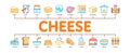 Cheese Dairy Food Minimal Infographic Banner Vector