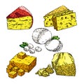 cheese dairy set sketch hand drawn vector
