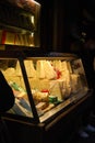 Cheese display in Bologna, Italy Royalty Free Stock Photo