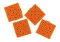 Cheese flavored peanut butter sandwich crackers on a white background