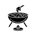 Cheese fondue black glyph icon