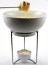 Cheese fondue in pot Royalty Free Stock Photo