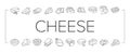 cheese food slice piece dairy icons set vector