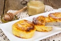 Cheese fritters with honey