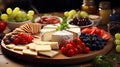 Cheese, fruit and crackers, a traditional Italian wine appetizer