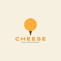 Cheese with golf ball logo symbol icon vector graphic design illustration idea creative