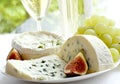 Cheese, grape, figs and wine
