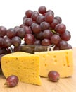 Cheese and grapes close-up