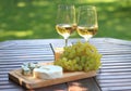 Cheese, grapes and white wine